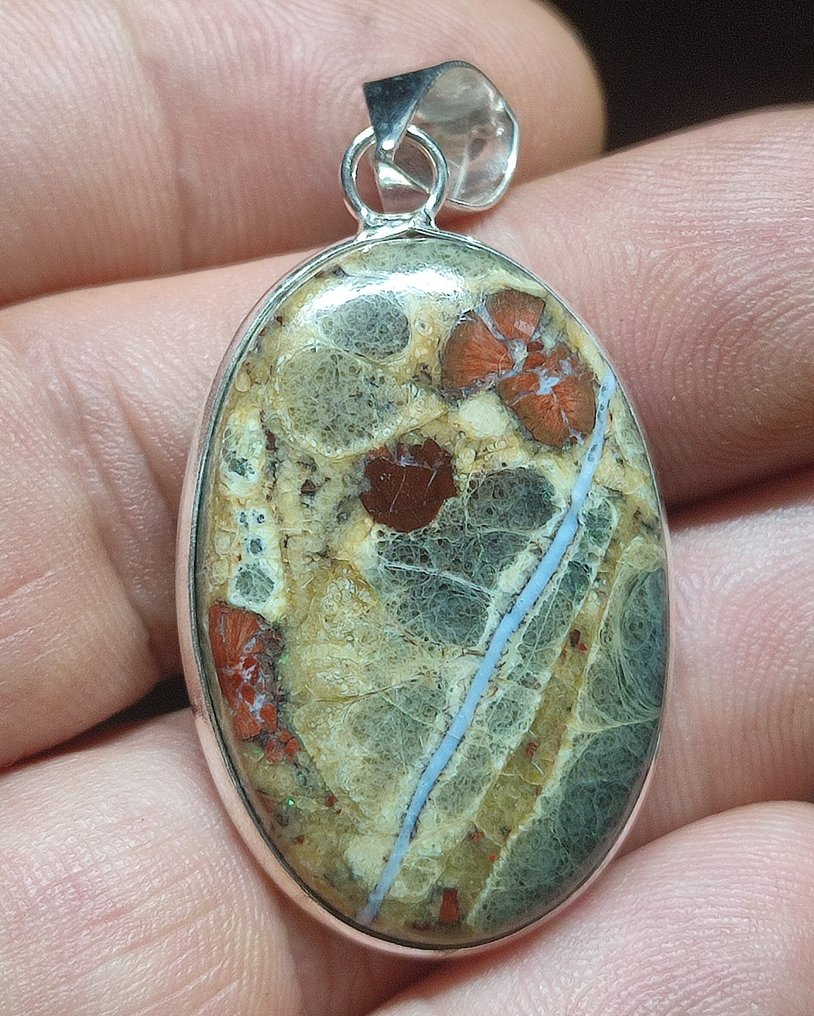 Χωρίς ελάχιστη τιμή Πολύ όμορφο κρεμαστό Ocean Jasper από ασήμι 925 Δωρεάν αποστολή - Κρεμαστό κόσμημα #3.2