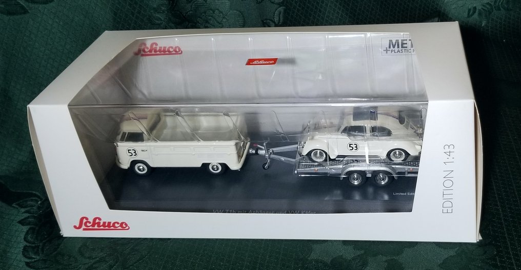 Schuco 1:43 - Modell autó  (2) - VW T1b con rimorchio e VW Käfer - KORLÁTOZOTT 750 db. #1.0