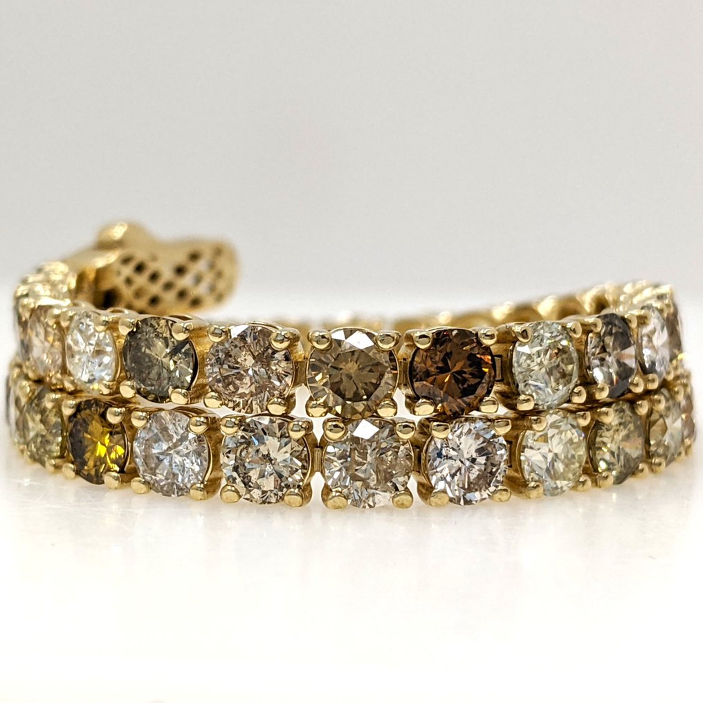 χωρίς τιμή ασφαλείας - Βραχιόλι - 14 καράτια Κίτρινο χρυσό -  10.27ct. tw. Διαμάντι (Φυσικού χρώματος) - ΙΓΙ #1.0