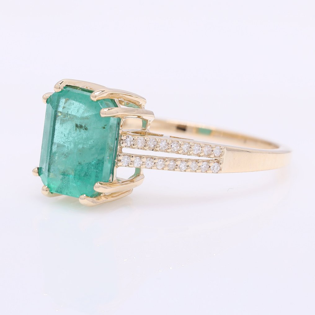 没有保留价 - 戒指 - 14K包金 黄金 - 2.75ct. tw. 祖母绿 - 钻石 #2.1