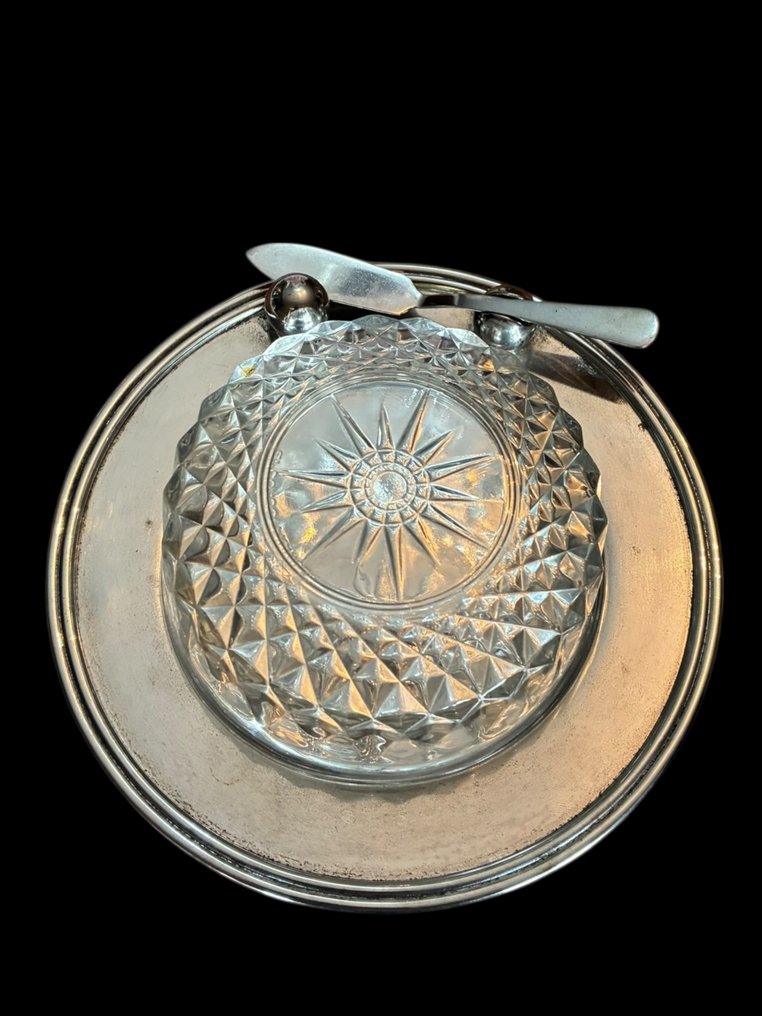 ST.HILAIRE - Boterschotel (2) - Metaal, Glas #1.0