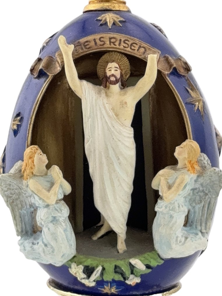 法貝熱彩蛋 - House of Faberge 24 Karat Gold Plated Imperial Nativity Egg - 鍍金, 瓷器, 錫 #1.0