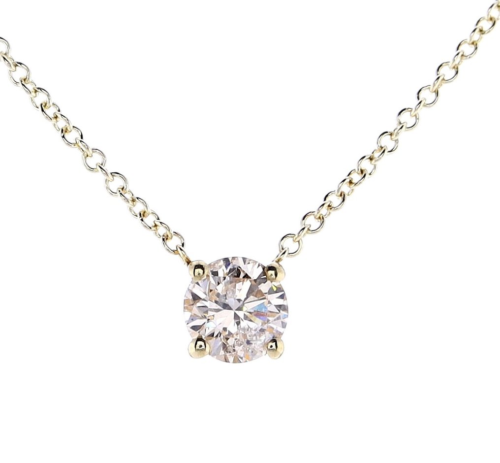 沒有保留價 - 吊墜頸鏈 - 14 克拉 黃金 -  0.83ct. tw. 鉆石 (天然彩色) #1.0