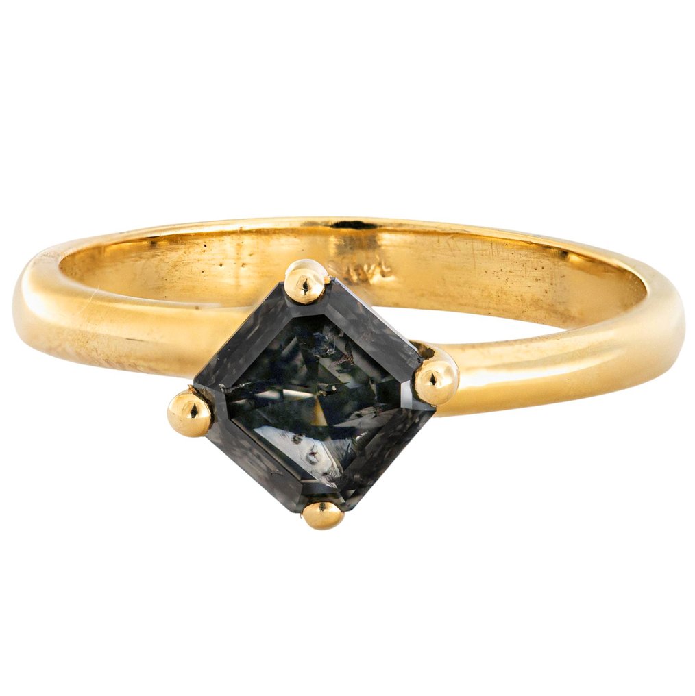 沒有保留價 - 戒指 - 14 克拉 黃金 - 1.01ct. tw. 灰色 鉆石 (天然彩色) #1.0