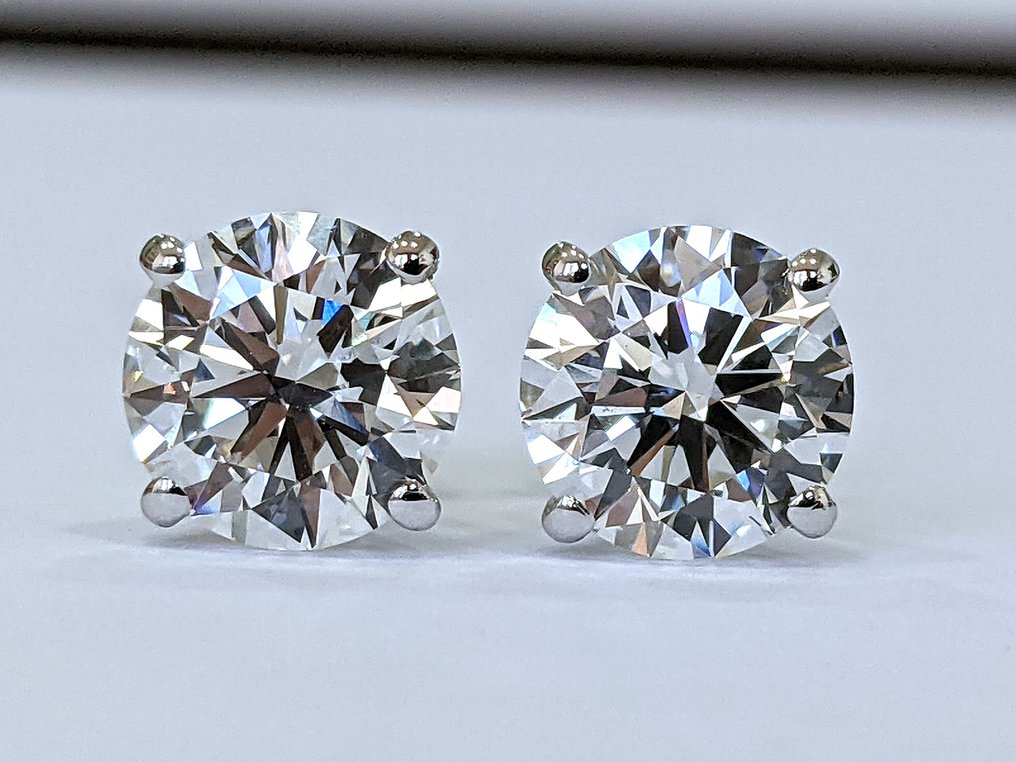 Nincs minimálár - Stud fülbevaló - 14 kt. Fehér arany - 2.01ct. tw. Gyémánt (Laboratóriumban előállított) - IGI Certified #3.2