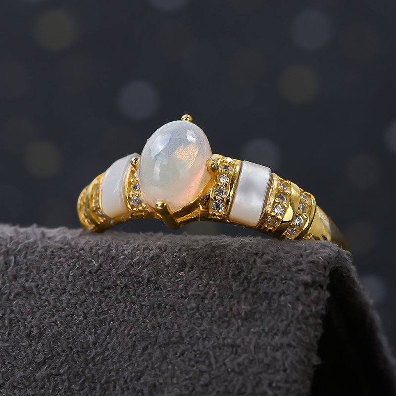 Nincs minimálár - Gyűrű - 18 kt. Ezüst, Sárga arany -  1.50ct. tw. Opál #2.1