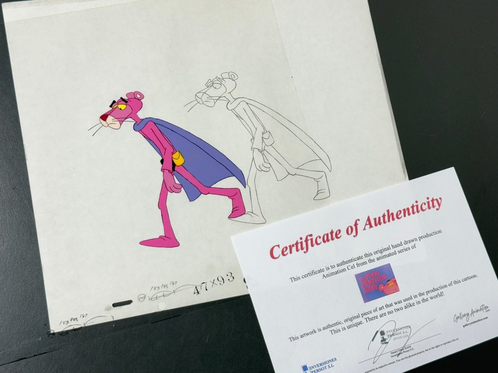 DePatie & Friz Freleng - Eredeti animációs cel és rajz a Pink Panther-ről. - The Pink Panther Show #1.0