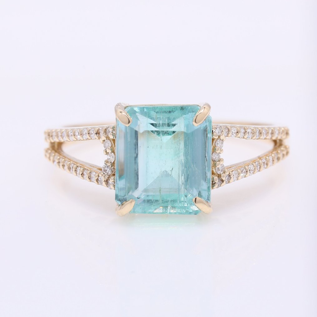 χωρίς τιμή ασφαλείας - Δαχτυλίδι - 14 καράτια Κίτρινο χρυσό - 2.95ct. tw. Σμαράγδι - Διαμάντι #1.0