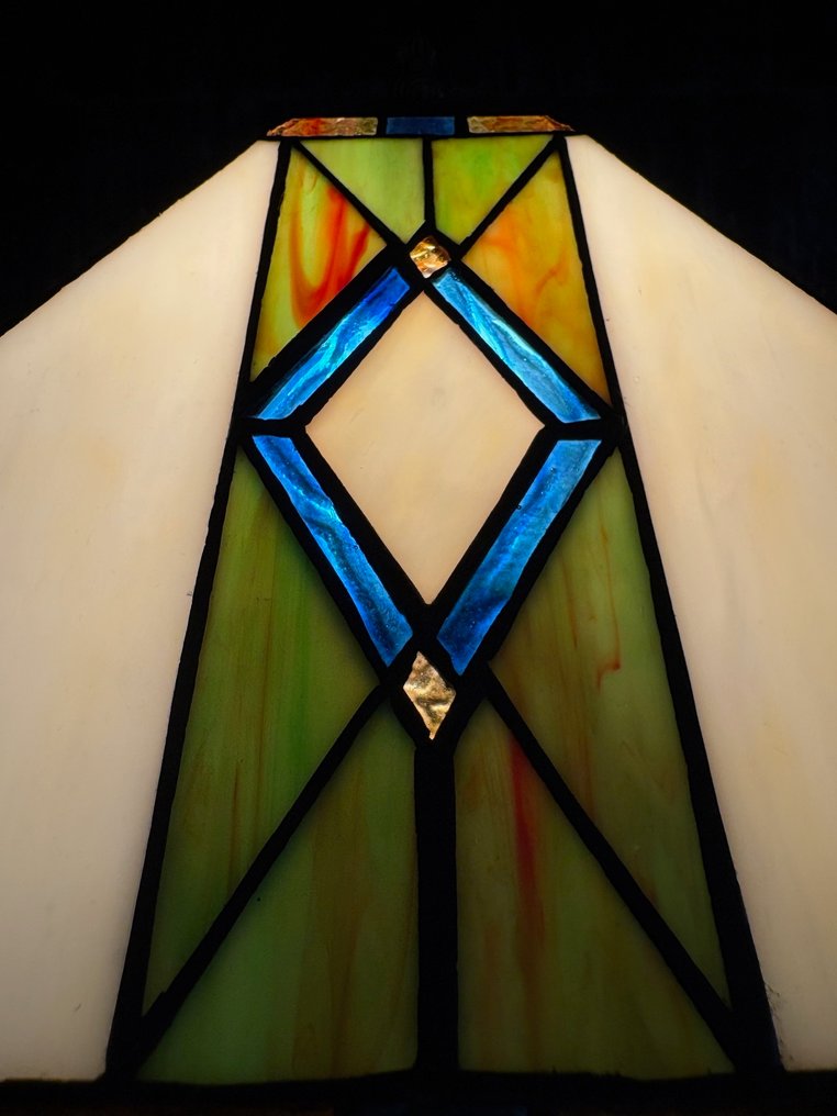 Style Tiffany - Table lamp - In the spirit of the Art Deco American Style of the 30s/40s, 'Streamline Moderne'. - Glass, Metal - Size XXL (50 cm) #4.3