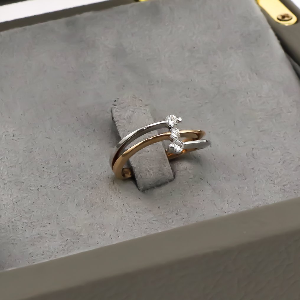 Nincs minimálár - Gyűrű - 18 kt. Fehér arany - 0.20ct. tw. Gyémánt (Természetes) - GEOVANI 3 gyémántgyűrű #4.3