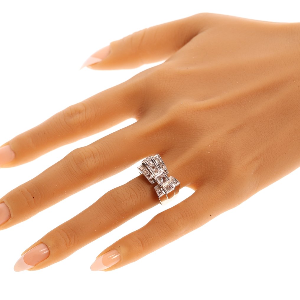 戒指 - 18K包金 黄金, 白金 - 钻石 - 1950年代复古 #2.1