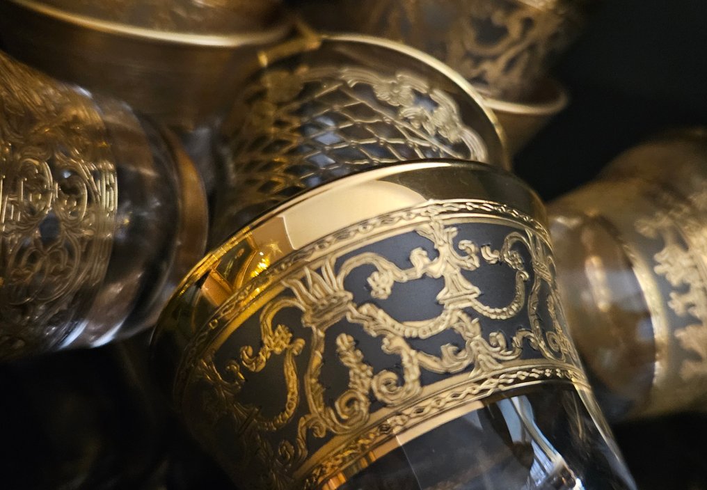 Drikke service (8) - Meget sjælden luksus lille shot-drink i guld. - Krystal, Guld #2.1