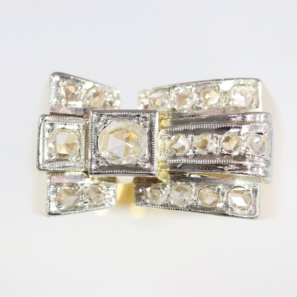 戒指 - 18K包金 黄金, 白金 - 钻石 - 1950年代复古 #4.3