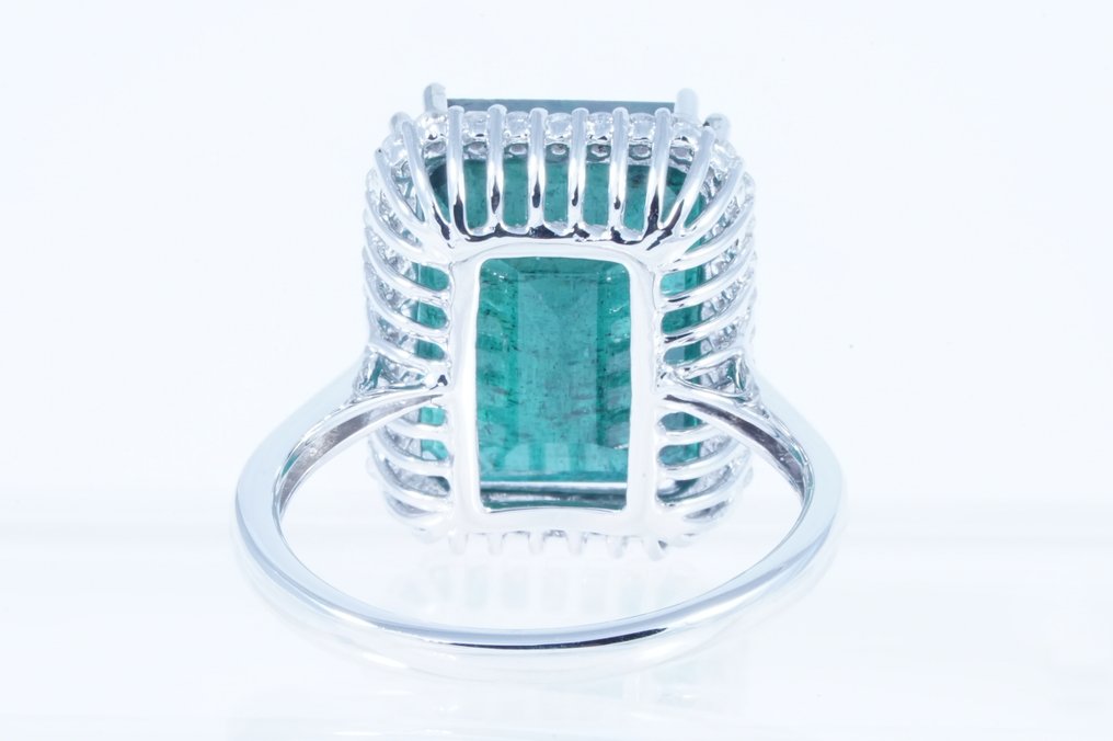 No reserve price - Ring Platinum -  11.54ct. tw. Emerald - Diamond #3.2