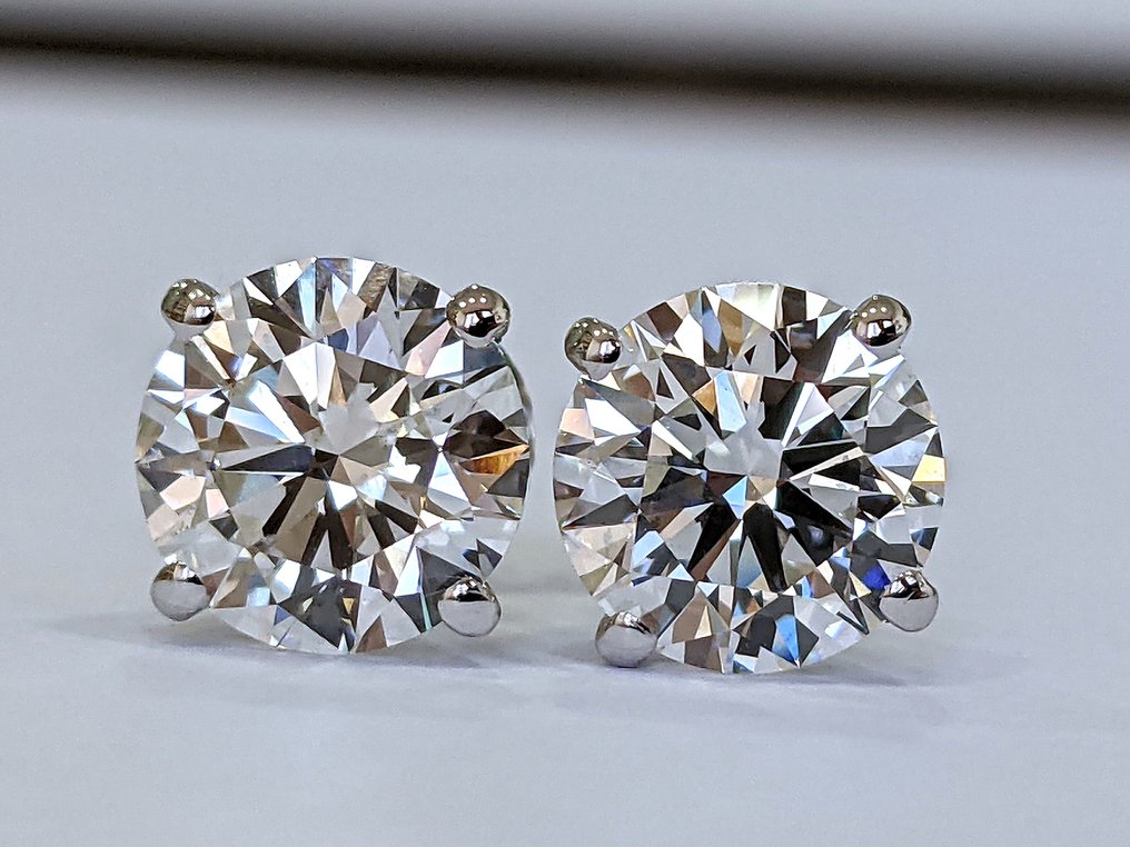 Nincs minimálár - Stud fülbevaló - 14 kt. Fehér arany - 2.01ct. tw. Gyémánt (Laboratóriumban előállított) - IGI Certified #1.0