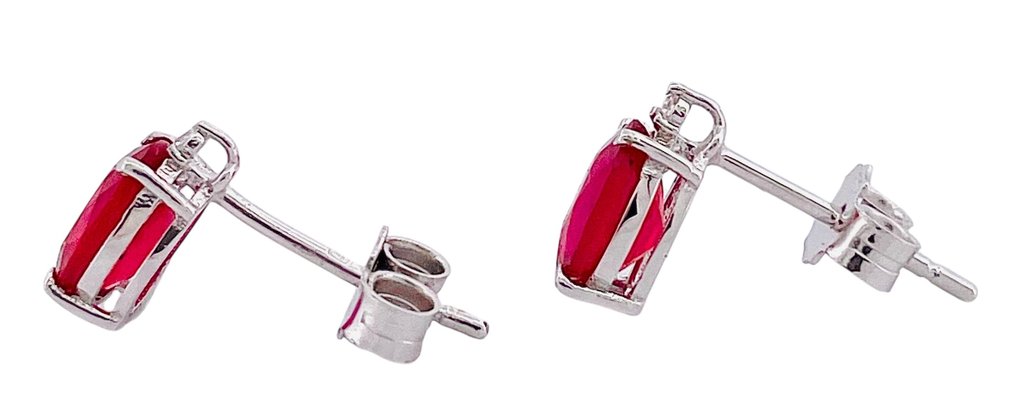 χωρίς τιμή ασφαλείας - Σκουλαρίκια - 18 καράτια Λευκός χρυσός Ρουμπίνι - Διαμάντι #4.3