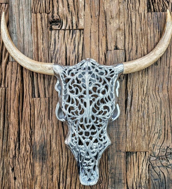 Decoración para pared - Cráneo de bisonte de plata #1.0