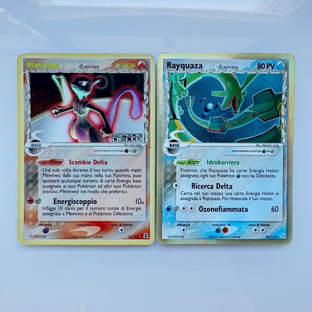 Pokémon - 2 Card - Mewtwo Reverse (DS12) & Rayquaza (HP16) Delta Species - EX #1.0