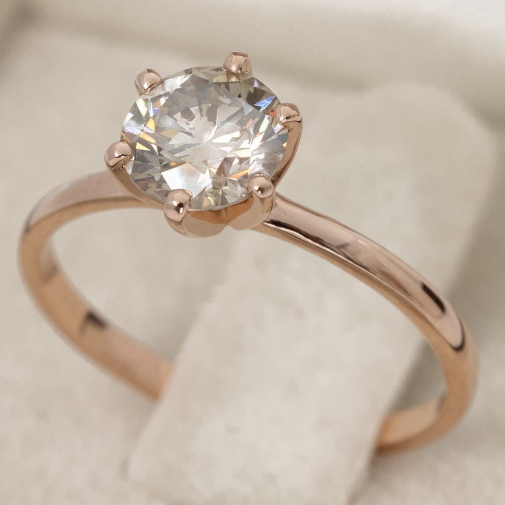 沒有保留價 - 戒指 - 14 克拉 玫瑰金 - 1.11ct. tw. 鉆石 (天然彩色) - GWLab #3.2