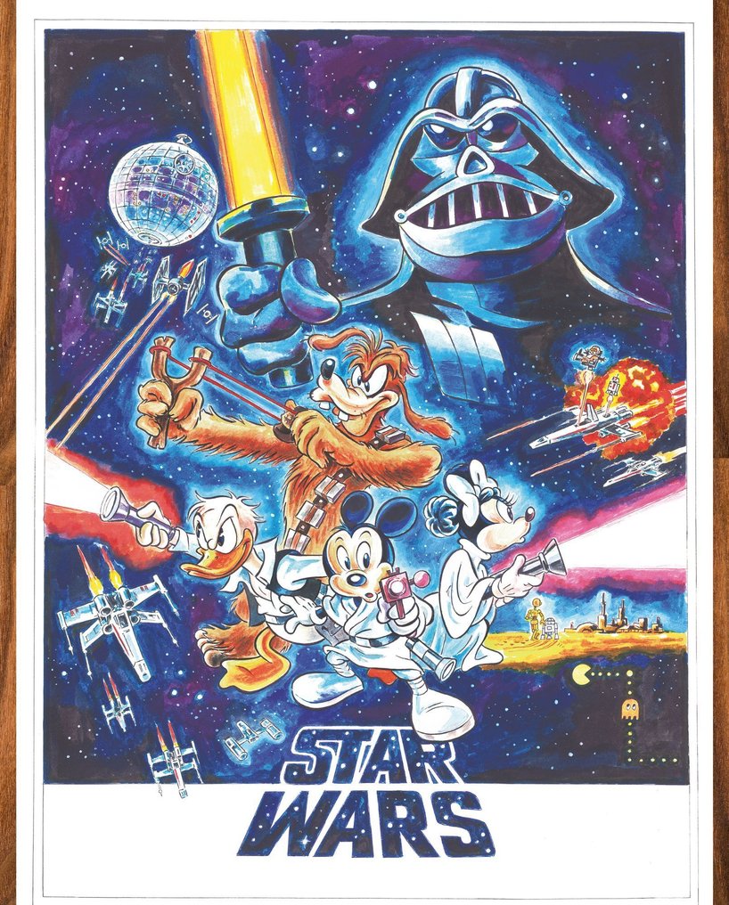 Tony Fernandez Giclée - Mickey & Friends Inspired by the “Star Wars: A New Hope” Poster (1977) – Hand Signed #1.0