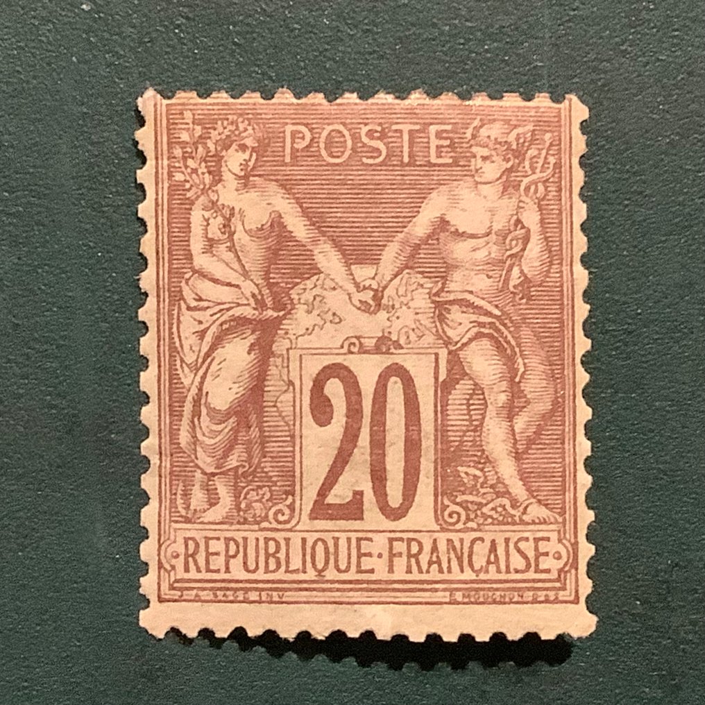 法國 1876 - 20美分 Sage type I - MNH - Yvert 67 #1.0