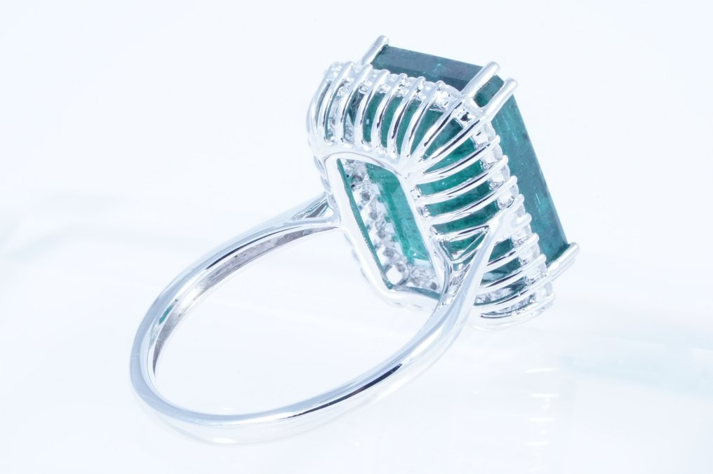 No reserve price - Ring Platinum -  11.54ct. tw. Emerald - Diamond #4.3