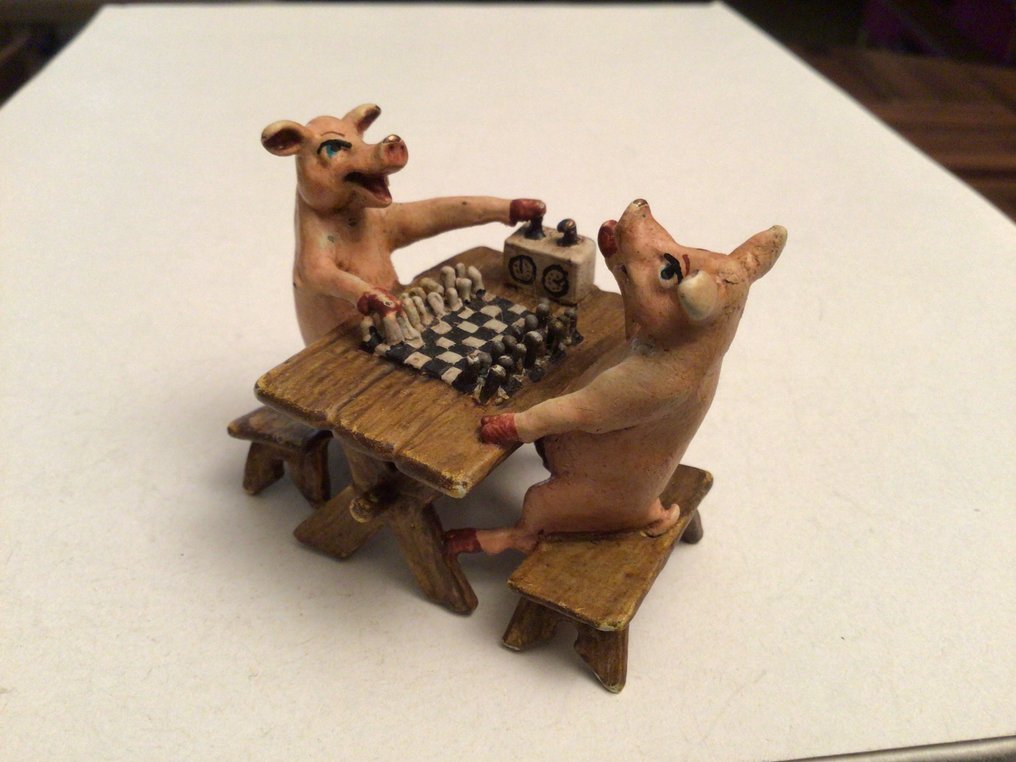 Sculpture, Partie d echecs - 5 cm - Cold painted bronze #3.2