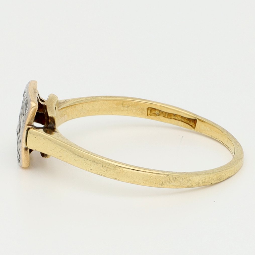 χωρίς τιμή ασφαλείας - Δαχτυλίδι - 14 καράτια Κίτρινο χρυσό, Πλατίνα Διαμάντι (Φυσικό) - Διαμάντι #2.1