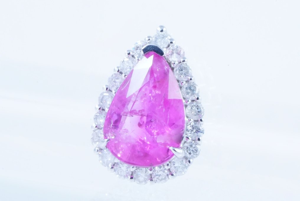 χωρίς τιμή ασφαλείας - Κρεμαστό κόσμημα Πλατίνα - 1.23ct. tw. Ζαφείρι - Διαμάντι #3.2