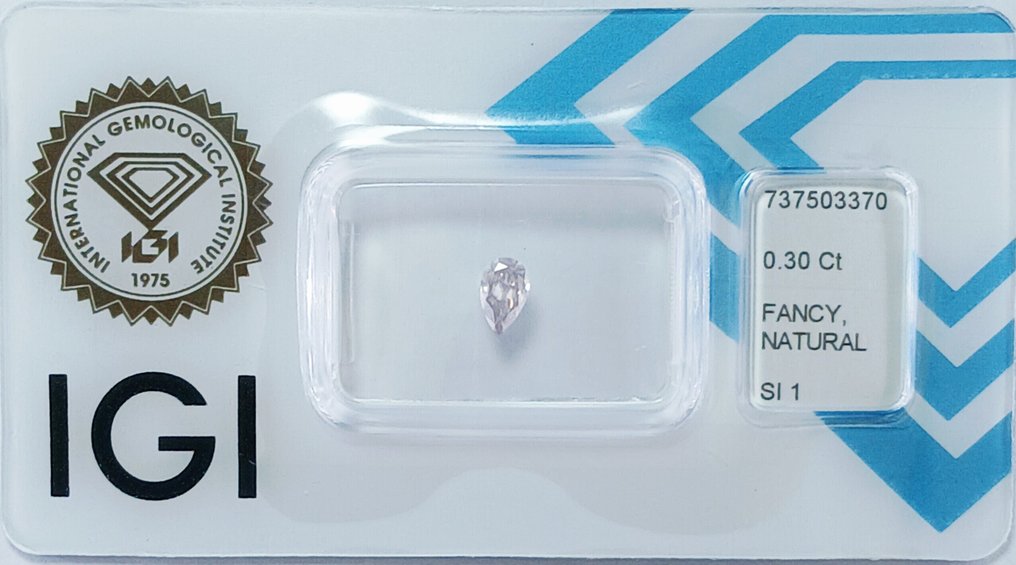 没有保留价 - 1 pcs 钻石  (天然色彩的)  - 0.30 ct - 梨形 - Fancy light 稍带桃红色的 棕色 - SI1 微内含一级 - 国际宝石研究院（IGI） #2.1