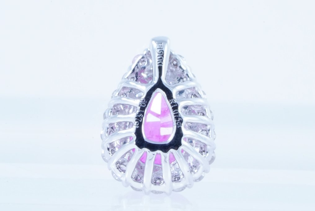 χωρίς τιμή ασφαλείας - Κρεμαστό κόσμημα Πλατίνα - 1.23ct. tw. Ζαφείρι - Διαμάντι #2.1