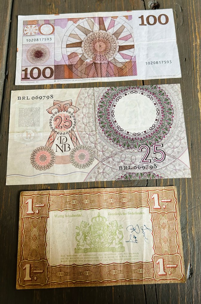 Nederland. - 3 banknotes - various dates (Ingen reservasjonspris) #1.0