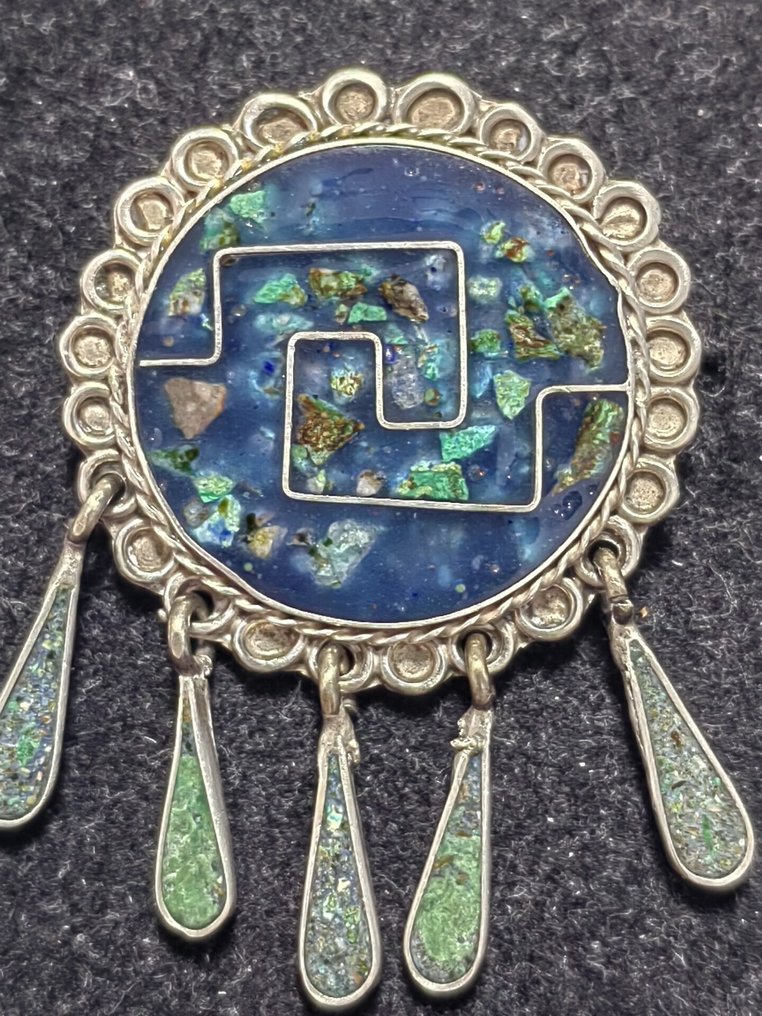 Μεξικανός ασημένιος ψηφιδωτός καρφίτσα - Μεξικό  (χωρίς τιμή ασφαλείας) #4.3