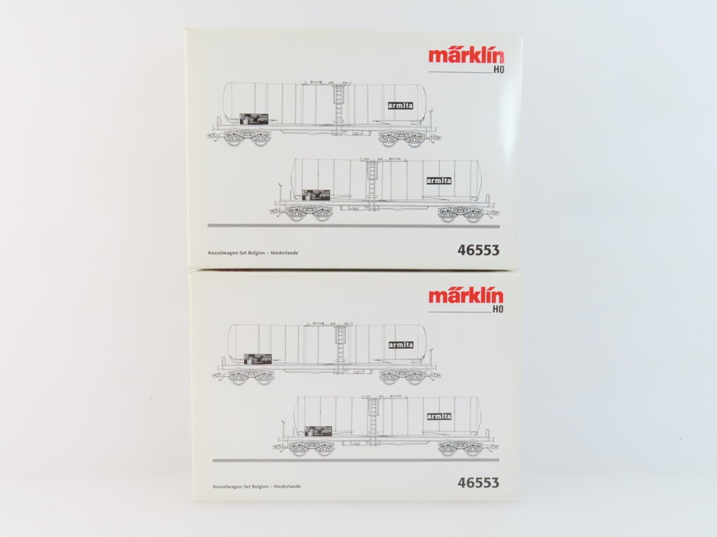 Märklin H0 - 46553 - Set di vagoni merci di modellini di treni (2) - Set di carri merci 2x a 2 pezzi con carri cisterna a 4 assi con scritta 'Armita'. - NMBS, NS #3.2