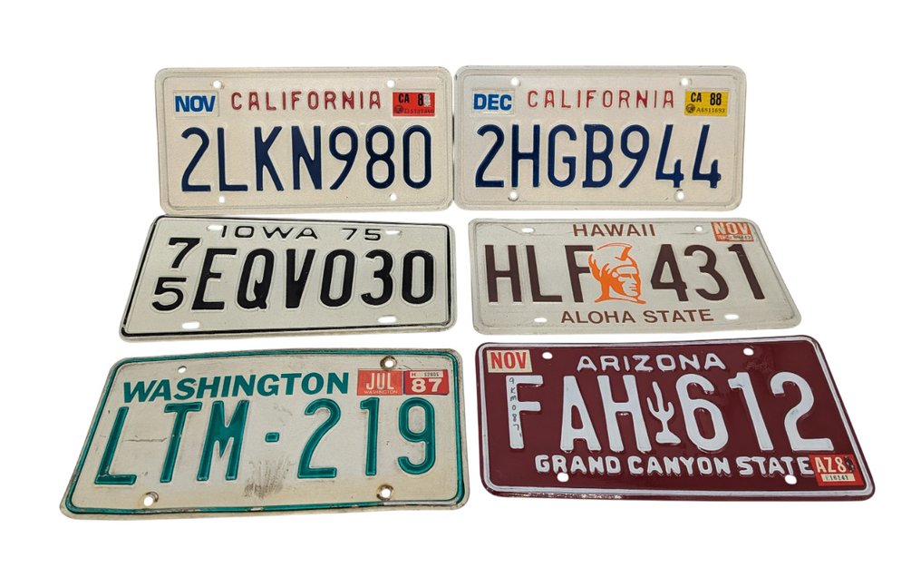 Panneau (6) - Plaques d'immatriculation américaines – ensemble de 6 plaques d'immatriculation originales de - #1.0