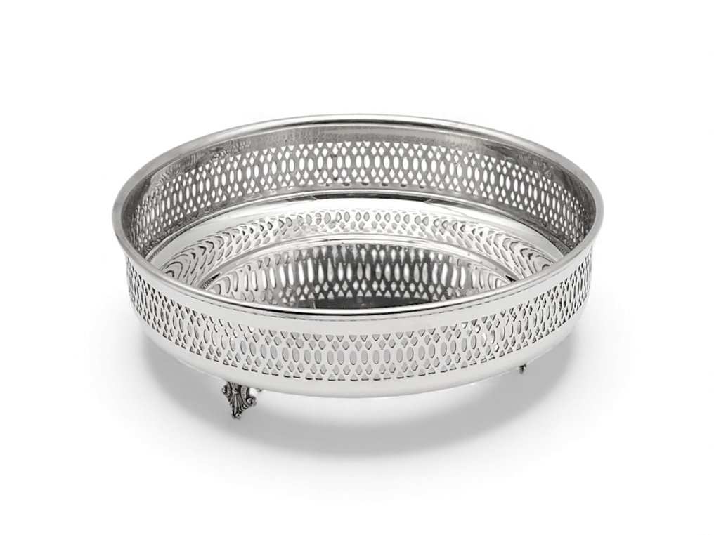 Διακοσμητικό - Μον. «Αλζατίνα/Βάσο» με περίγραμμα διατρητό Vittoriano και διακοσμητικά πόδια, δεκαετία του 1970 - επάργυρος #2.1