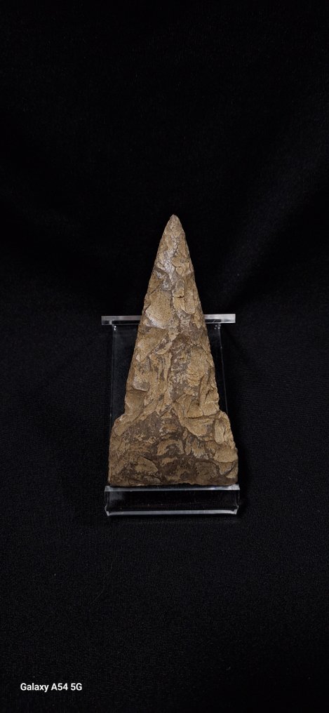 Neolithic Flint Magnificent spear point, dagger, biface knife, flint, United States USA, private collection - 90 mm  (No reserve price) #1.0