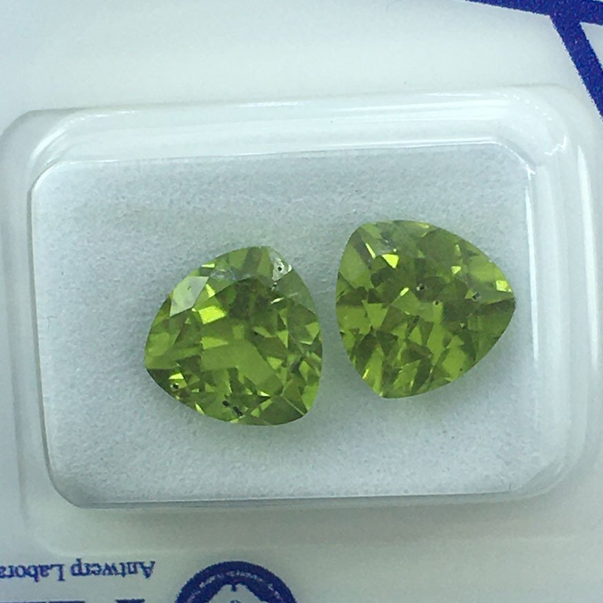 χωρίς τιμή ασφαλείας - 2 pcs Πράσινο Περίδοτο - 4.27 ct - Antwerp Laboratory for Gemstone Testing (ALGT) - Φυσικό περιδωτό #1.0