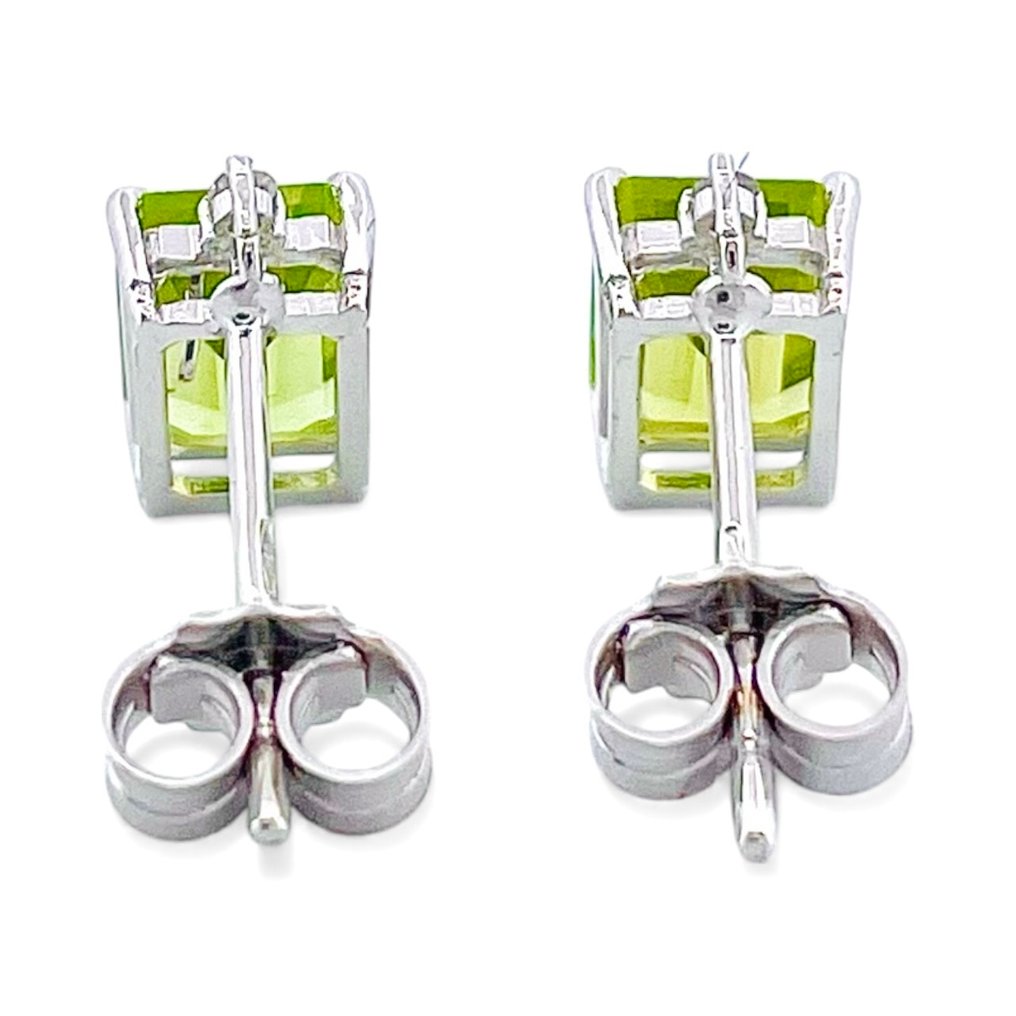 Sans prix de réserve - Boucles d'oreilles - 18 carats Or blanc Péridot - Diamant #4.3