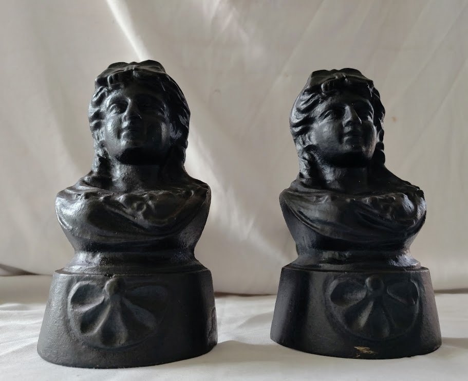 (壁炉的)柴架 (2) - 2 Chenets Décor “皇后” - 黑色铜绿 #2.1