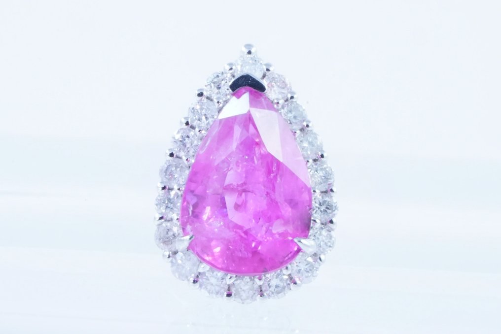 χωρίς τιμή ασφαλείας - Κρεμαστό κόσμημα Πλατίνα - 1.23ct. tw. Ζαφείρι - Διαμάντι #1.0