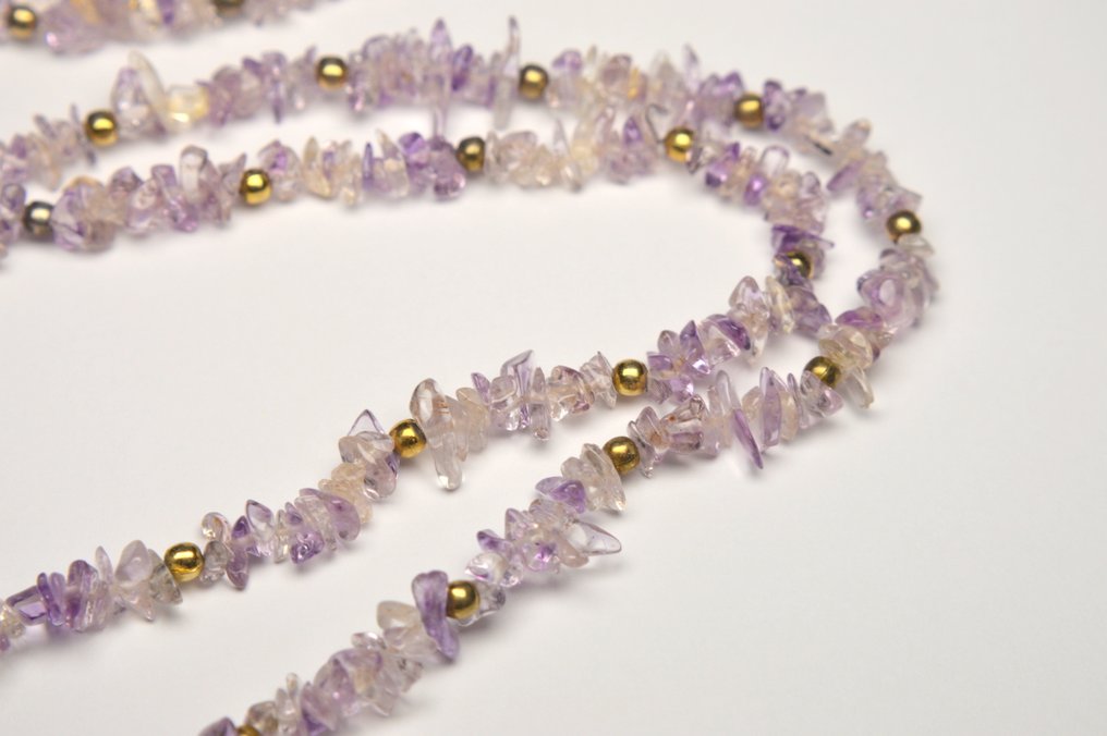 Ametist - Mărgele de ametist curat mov deschis și argint 925. - Colier - 35,1g #2.1