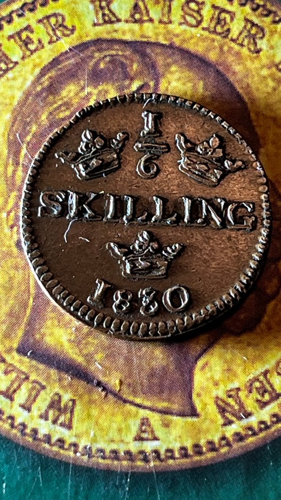 Sverige. Carl XIV Johan. 16 Skilling 1830 / Double strike #1.0