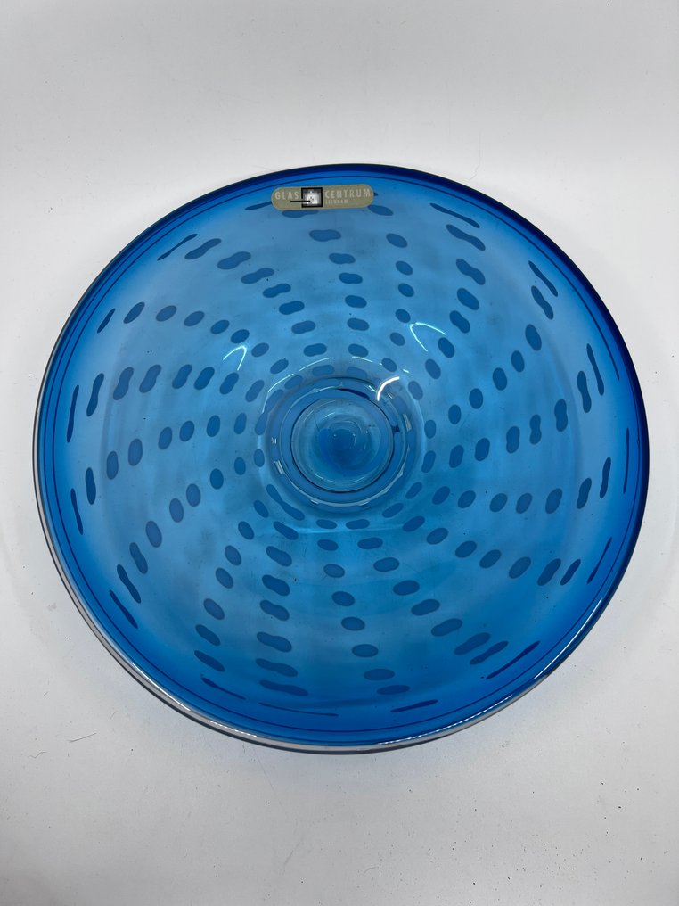 J. Korolus Leerdam 2001 - Piatto da portata - Vetro - Piatto in vetro blu #1.0