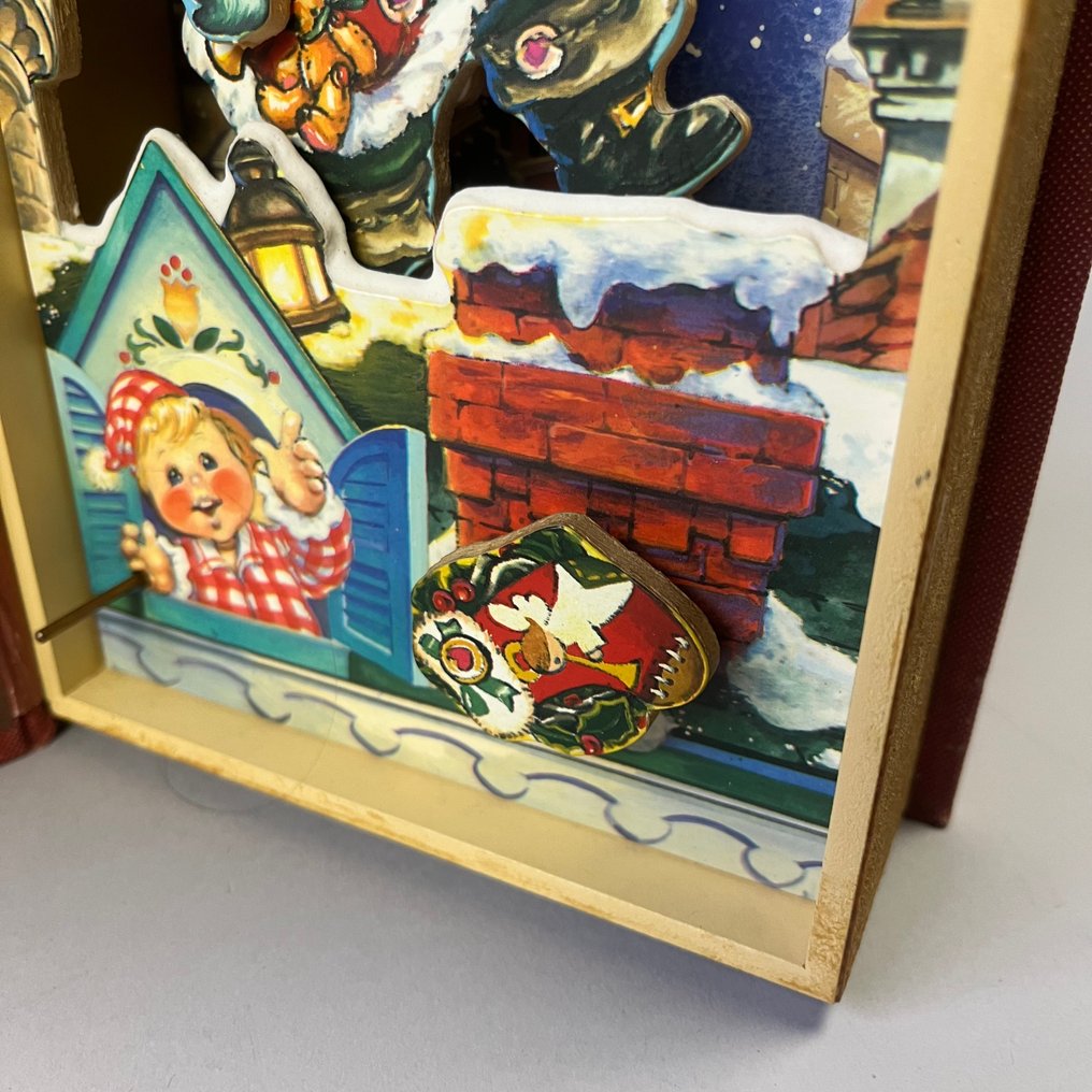 裝飾飾物 - 复古 - 带有圣诞场景的假书 - 音乐盒 - "Santa Claus is coming to town" - 歐洲 #4.3