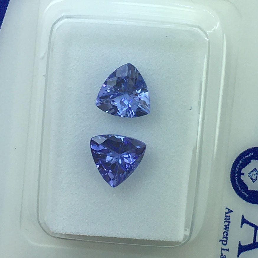 没有保留价 - 2 pcs  紫色 坦桑石  - 1.10 ct - 安特卫普宝石检测实验室（ALGT） - 坦桑尼亚坦桑石 #4.3