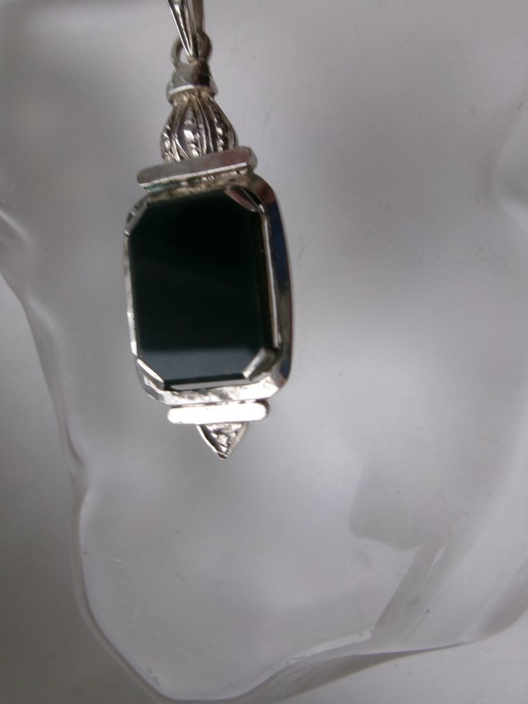 Srebro, Onyx - Wisiorek - Art Deco Style #3.2