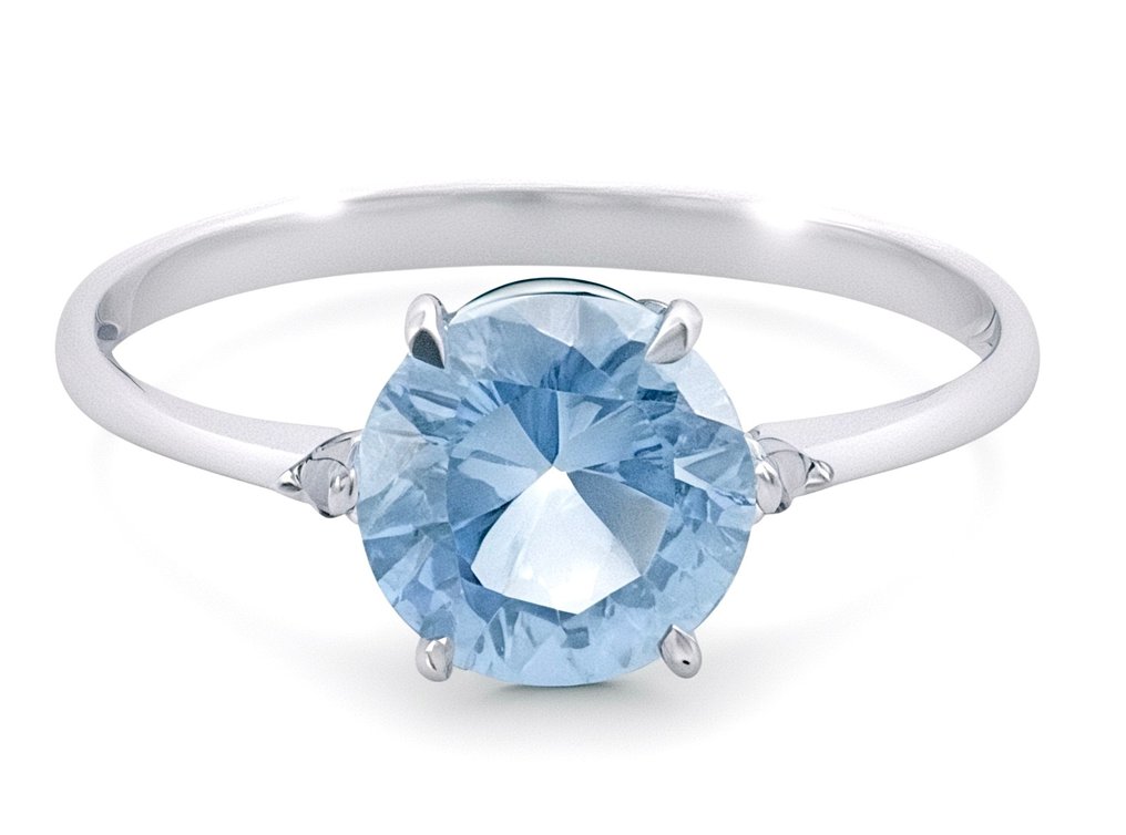 Ei pohjahintaa - Sormus - 18 kt. Valkokulta Topaasi - Timantti #1.0