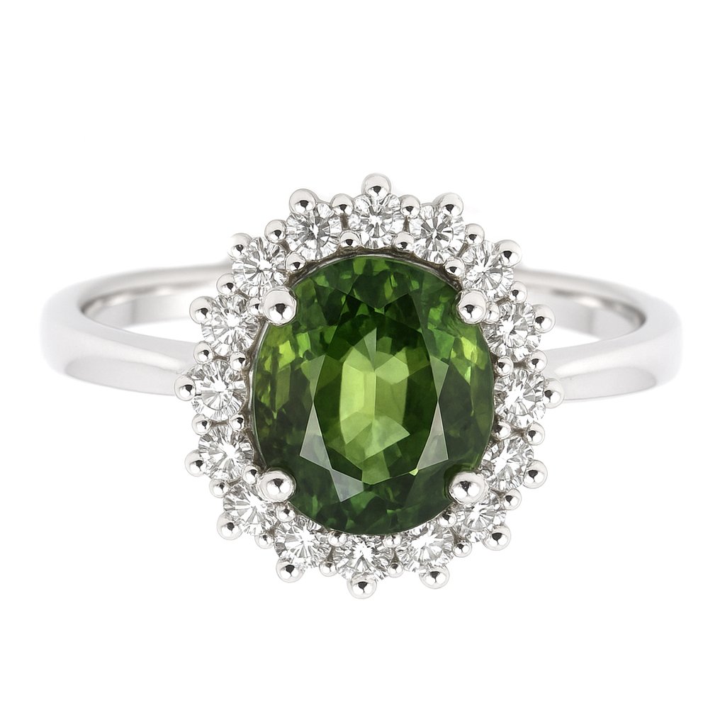 Bague - 18 carats Or blanc - 2.25ct. tw. Tourmaline - Diamant #1.0
