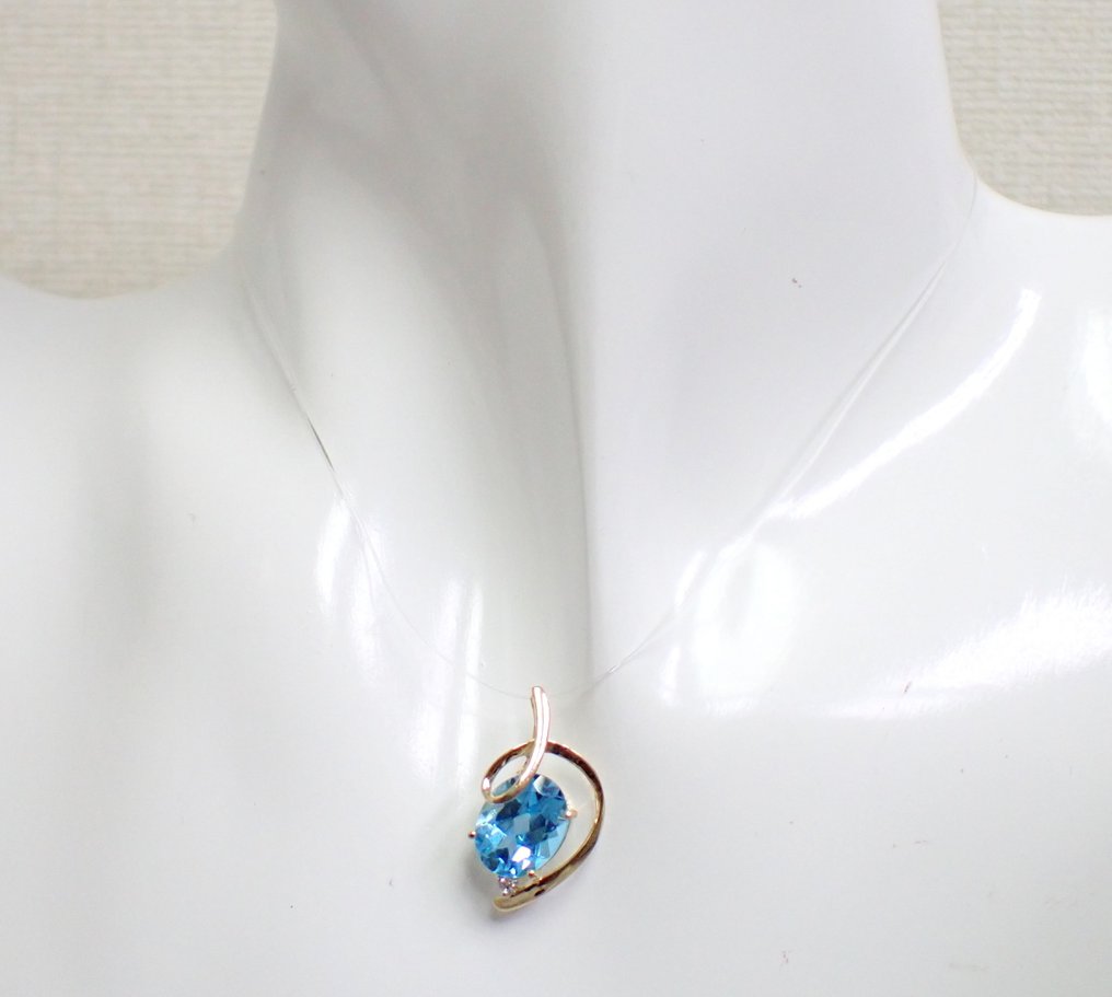 Sans prix de réserve - Pendentif - 14 carats Or jaune - 3.02ct. tw. Topaze - Diamant - Pas de prix de réserve #1.0